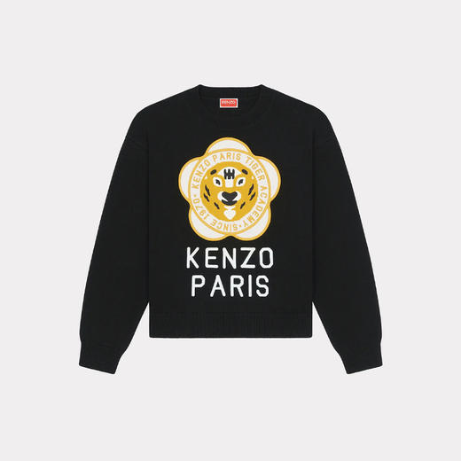 KENZO 高田贤三 女士大海棠花虎头徽标印花针织衫 黑色 FD62 PU426 3BB 99J 商品图0