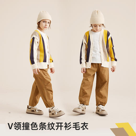 【柔软北极绒纱线】V领条纹开衫毛衣PQMY2322 商品图1