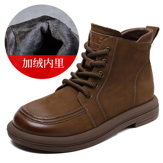磨砂软皮复古圆头，手工休闲百搭软底系带短靴ZM233526 商品图4