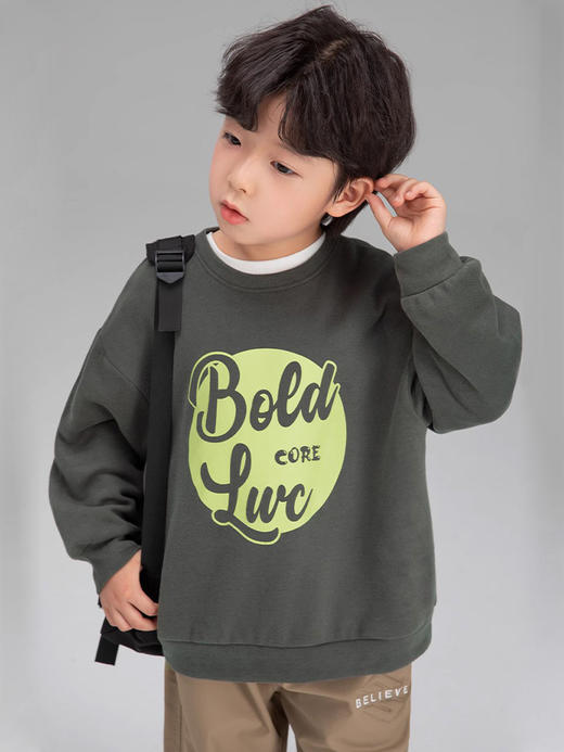 【字母印花卫衣！圆领潮流卫衣】男童卫衣春秋款儿童上装，圆领洋气打底上衣秋装潮，牛油果慕斯配色，大气潮流，柔软的面料，给孩子温暖的呵护lm 商品图1