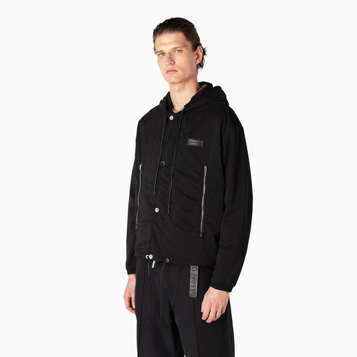 EMPORIO ARMANI 阿玛尼 男士徽标贴花拉链连帽外套 黑色 6R1BU2 1NAMZ 0999 商品图1