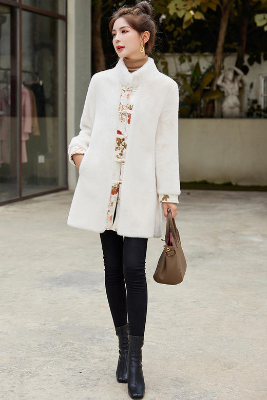 高贵妈妈冬装新款，中年女士水貂绒大衣短款中老年秋冬皮外套HR-ARE3398 商品图6