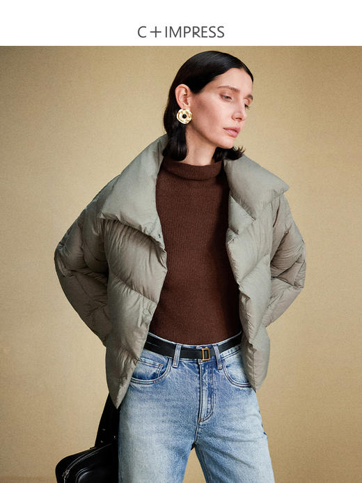 西嘉C+IMPRESS/西嘉短款绗缝高端鹅绒羽绒服女冬季小个子廓型设计保暖YRF2304102 商品图3