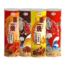 四洲粟一烧虾条*4罐组合装（香辣味85克+烧烤味85克+原味70克+XO酱70克）