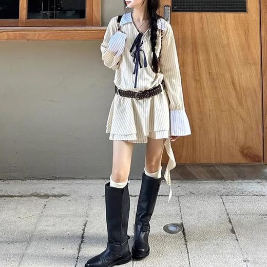 裁缝学苑AX133 长袖条纹衬衫裙纸样女装连衣裙子样板图裁剪样衣 商品图1