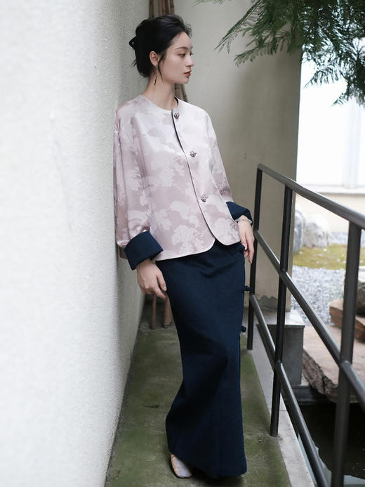 盛唐牡丹 |牛仔盘扣一步裙 商品图4