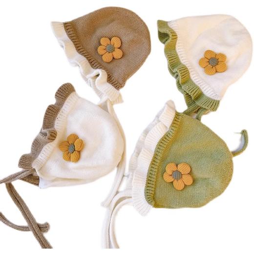 【花边公主帽！毛绒保暖】婴儿护耳帽秋冬纯棉女宝宝，小公主的护耳春秋冬棉公主帽 花边妆点 棉绒保暖lm 商品图4