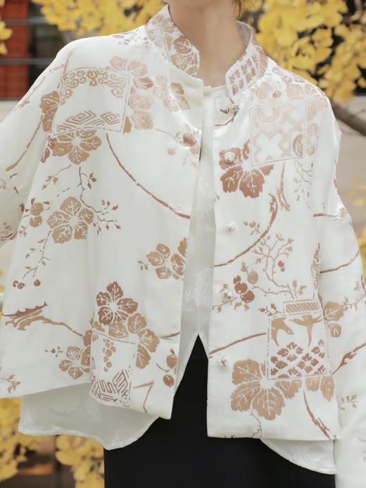 盛唐牡丹|丝绒烫金双面穿夹棉外套 商品图6