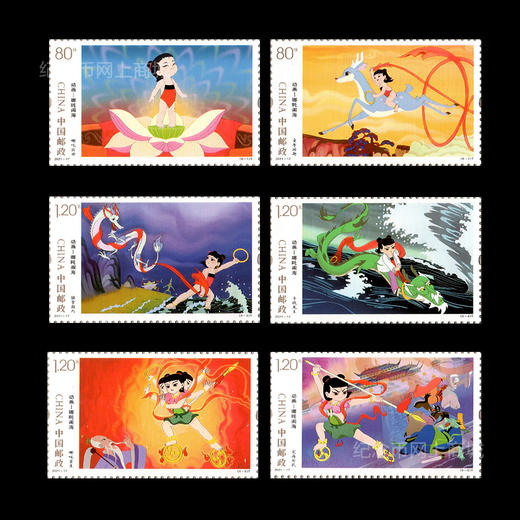 国产动画邮票套装 葫芦娃 大闹天宫 哪吒闹海 黑猫警长 小蝌蚪找妈妈 商品图7