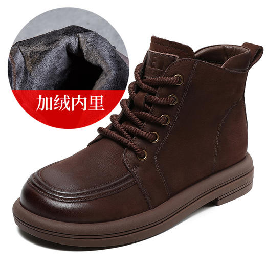 磨砂软皮复古圆头，手工休闲百搭软底系带短靴ZM233526 商品图3