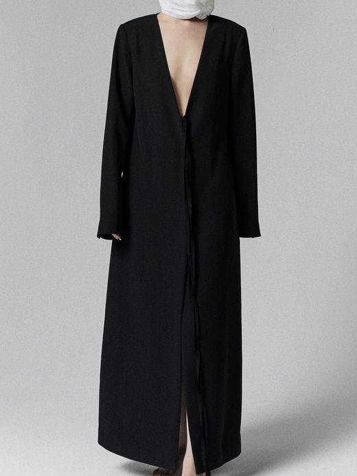 ranyepersonal｜coat 垫肩低胸系带后网纱拼接宽松西装大衣  [ 黑LELUXE22CO02 ] 商品图8