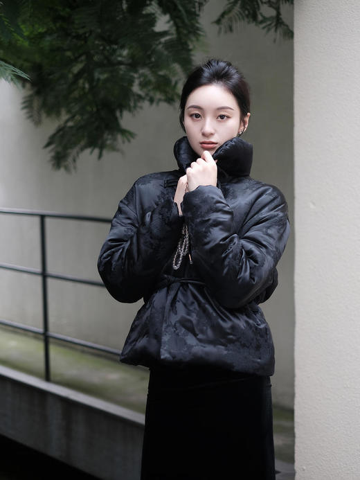 盛唐牡丹|梅兰竹菊真丝压花立领夹棉外套 商品图1