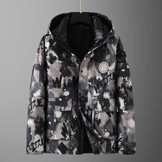 【实体店同款】【新款DPX】大依优型大码连帽工装羽绒服90%白鸭绒外套加肥加大肥佬休闲上衣男士胖子时尚 商品图1