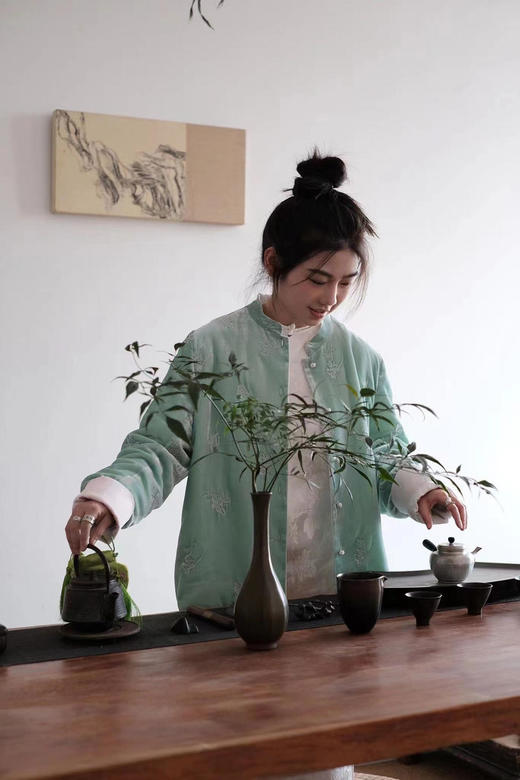 盛唐牡丹|双面穿丝绒绣花对襟外套(夹棉) 商品图9