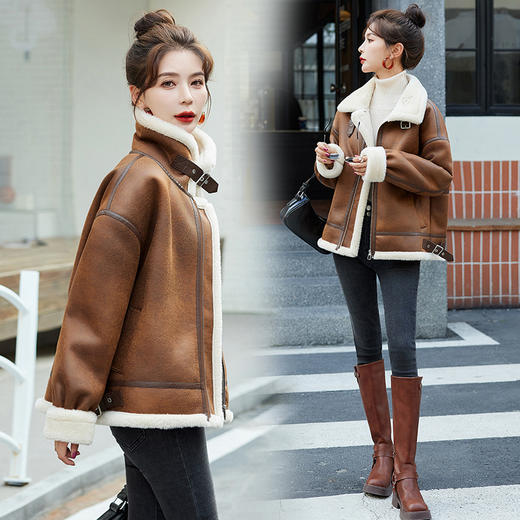 秋冬装新款，皮毛一体外套女HR-MEIQIN9216 商品图1