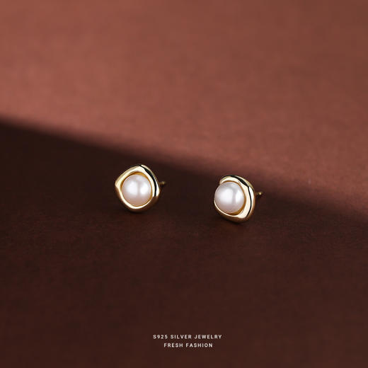 【千凝】S925银方形珍珠耳钉【YXS-E2604】 商品图3