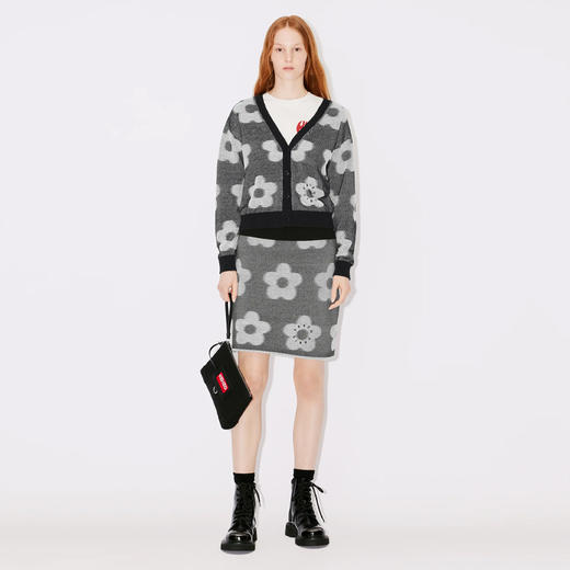 KENZO 高田贤三 女士花斑提花双面迷你半身裙 黑色 FD62 JU413 3CA 99J 商品图3