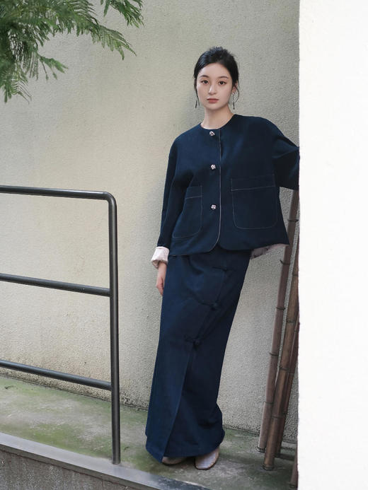 盛唐牡丹 |牛仔盘扣一步裙 商品图7