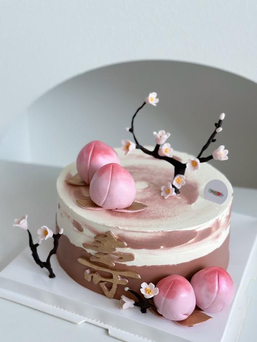 祝寿奶油蛋糕 | 鲜果原味奶油 - 流金岁月（图片为8寸 寿桃 梅花手工翻糖制作） 商品图2