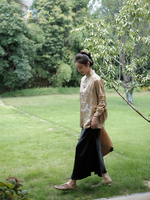 盛唐牡丹 |金鱼扣抽绳新中式女上衣 商品图10