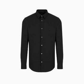 【一】EMPORIO ARMANI 阿玛尼 男士棉质刺绣徽标长袖衬衫 黑色 8N1C09 1NI9Z 0999