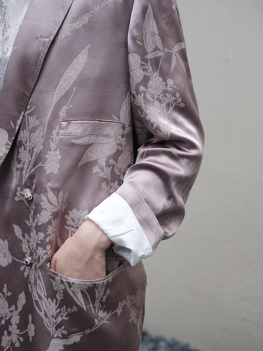 盛唐牡丹 |真丝提花蕙兰纹样西装外套 商品图8