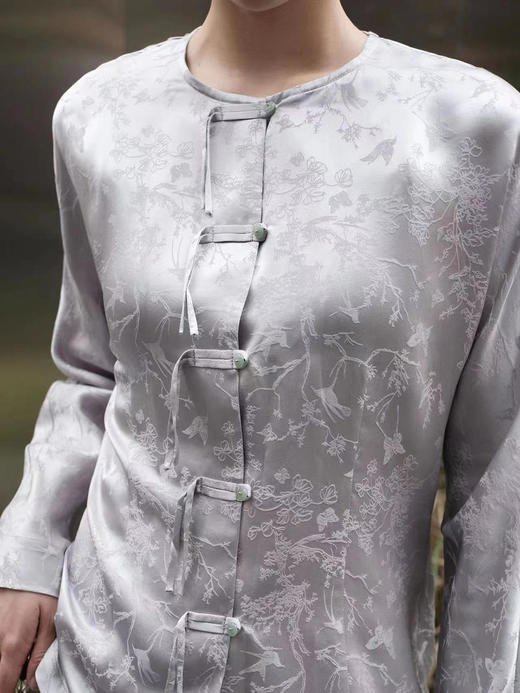 盛唐牡丹 |真丝提花缠枝喜鹊纹上衣 商品图6