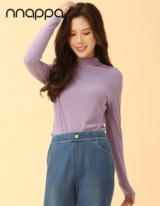 半高领螺纹长袖衫CA7267 商品图0