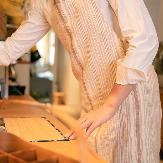 条纹亚麻围裙厨房家用新款超好看围裙 商品图1