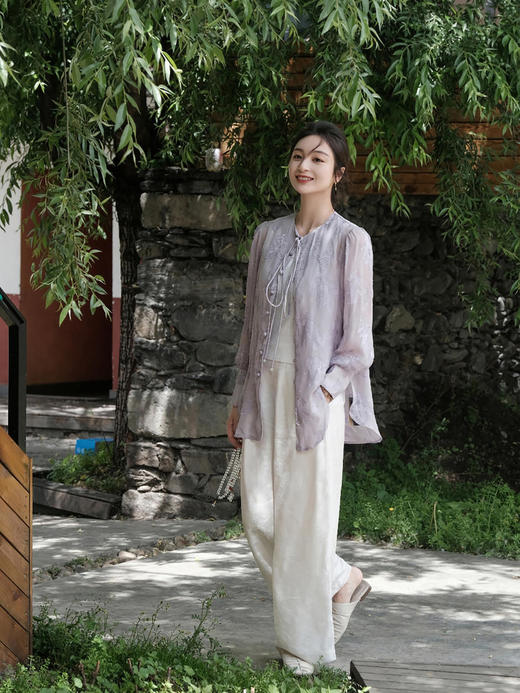 盛唐牡丹 |真丝乔其剪花纱女上衣 商品图4