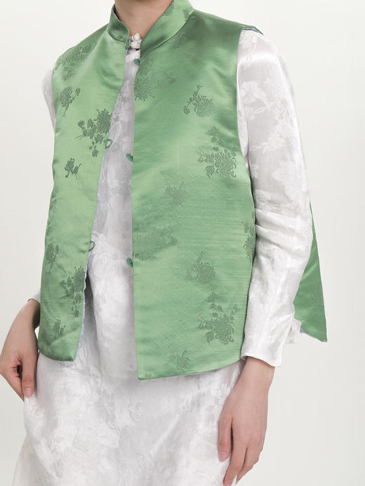 盛唐牡丹 |老工艺花蕾缎真丝马甲正反两穿 商品图11