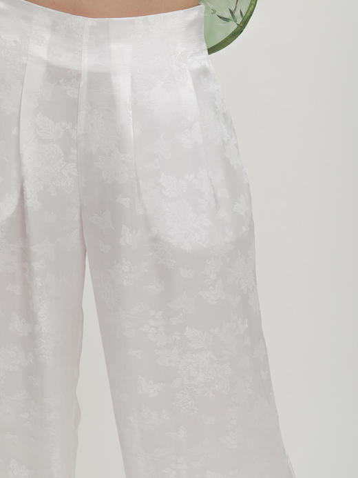 瑕疵|盛唐牡丹 |真丝提花阔腿裤珍珠白平腰版 (蝶恋花纹样）[特价品](特殊商品不退不换) 商品图9