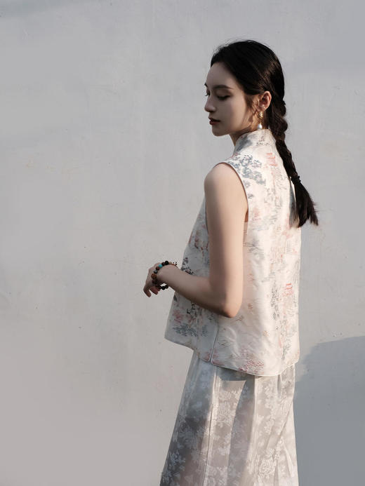 盛唐牡丹 |真丝绡如意湖亭对襟马甲 商品图6