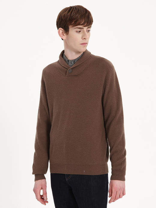 callisto“绒”系列松果褐羊绒青果领毛衣 FTKNW006C 商品图4