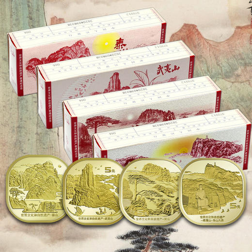 双遗纪念币，泰山、武夷山、黄山、峨眉山纪念币 商品图5