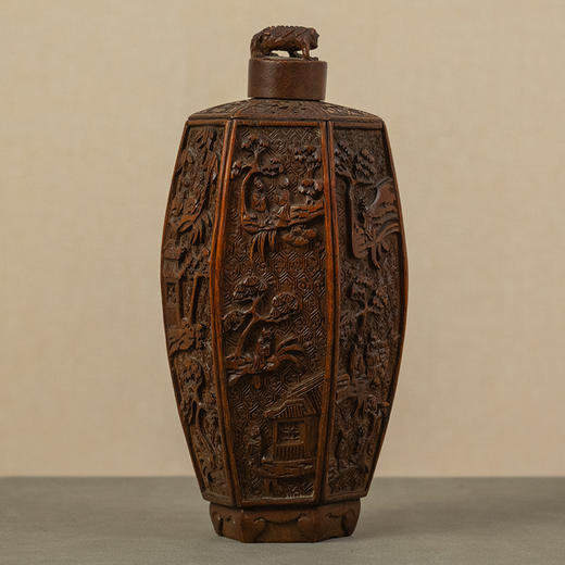 清 竹雕人物故事六角瓶 商品图4