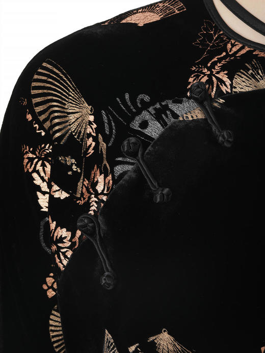 盛唐牡丹 |丝绒烫金改良旗袍裙 商品图11