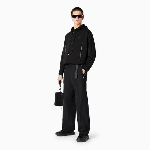 EMPORIO ARMANI 阿玛尼 男士徽标贴花拉链连帽外套 黑色 6R1BU2 1NAMZ 0999 商品图3