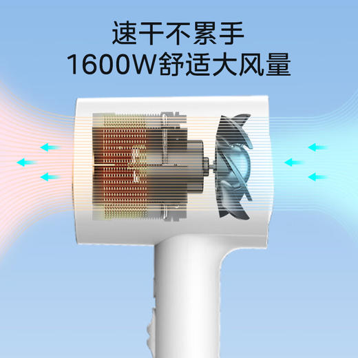 美的（Midea）电吹风 负离子吹风机 家用大功率吹风筒 柔顺护发电吹风机 节日礼物 MB-AJ0501 小米白 商品图6