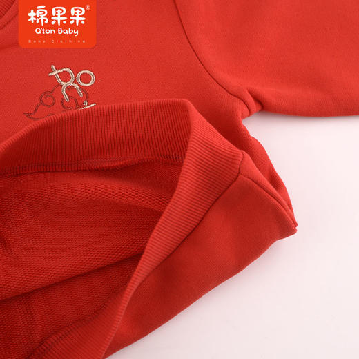 棉果果春季新品中国红女童中国风大毛圈套头卫衣M522180423651 商品图4
