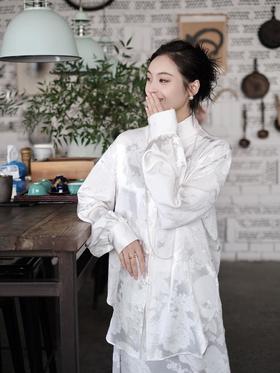 盛唐牡丹 |真丝提花凤凰纹 衬衫