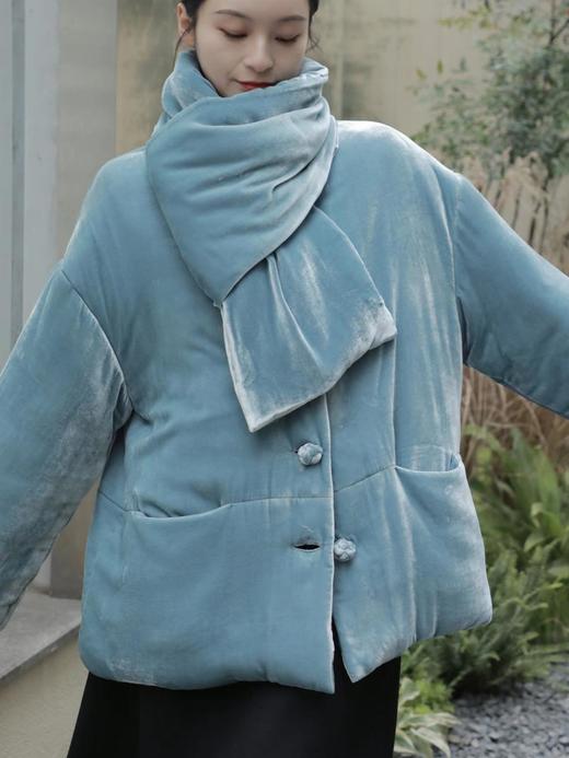 盛唐牡丹 |丝绒夹棉围脖对襟外套 商品图7