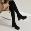 Safiya/索菲娅2023秋冬新款方头粗高跟显腿长弹力过膝长靴 SF34117403 商品缩略图0