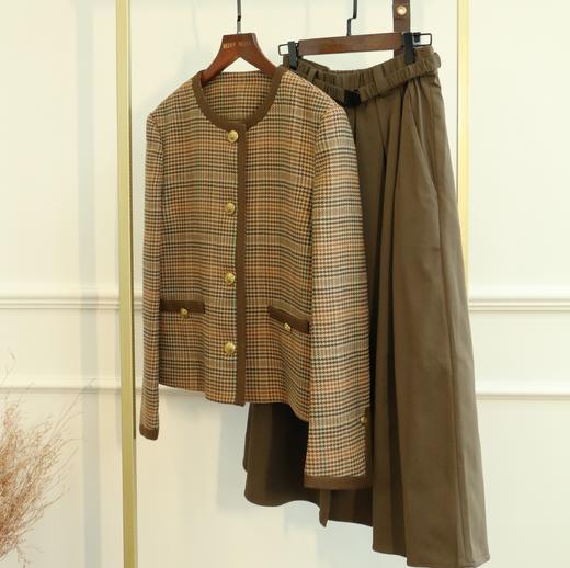 【à perles】CE风千鸟格小香风单排扣羊毛外套 【现货秒发】 商品图1