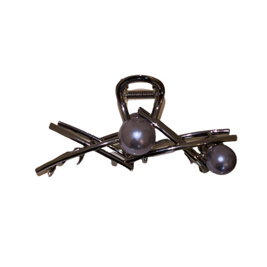 2023新款【珍珠交叉发夹】后脑勺金属发卡夹  气质发夹头饰  大号鲨鱼夹 商品图4