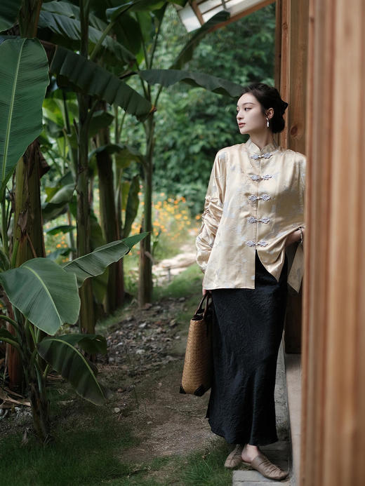盛唐牡丹 |金鱼扣抽绳新中式女上衣 商品图3