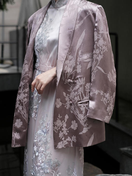 盛唐牡丹 |真丝提花蕙兰纹样西装外套 商品图3