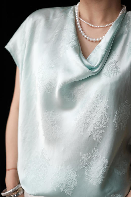 盛唐牡丹 |真丝提花荡领上衣 商品图14