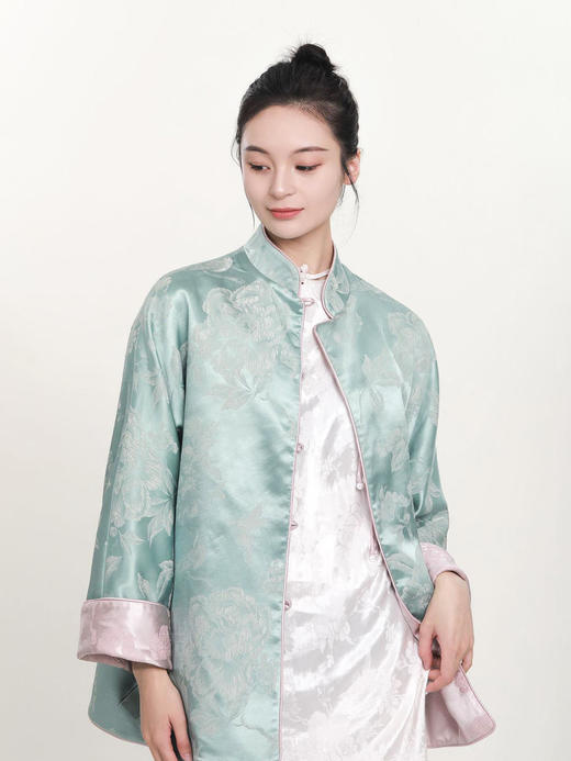 微瑕秒杀|  盛唐牡丹 | 松鼠葡萄真丝立领对襟外套(夹棉)[特价品](特殊商品不退不换) 商品图9