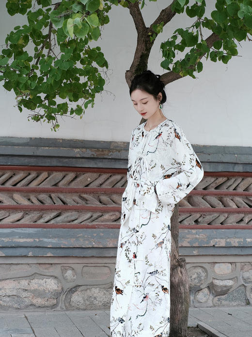 盛唐牡丹|春燕丝绒盘扣一步裙 商品图0